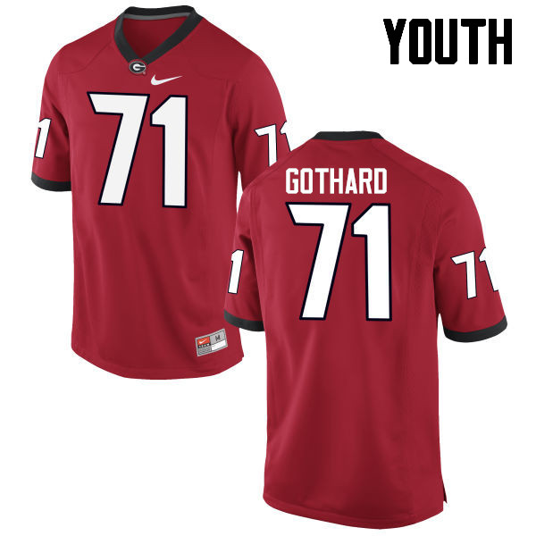 Georgia Bulldogs Youth Daniel Gothard #71 Red Stitched College UGA Football Jersey 23NT011IE